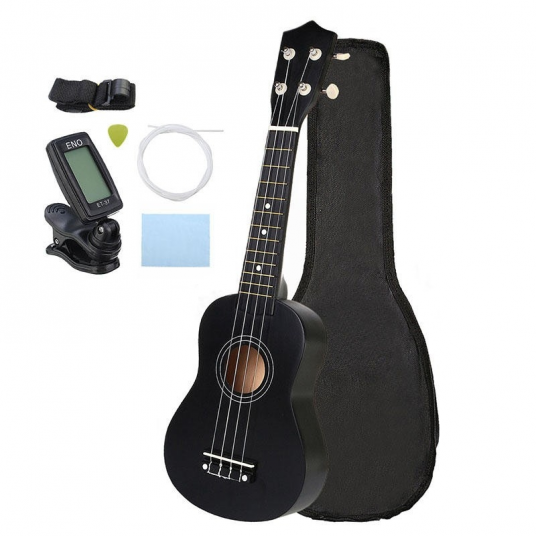 Ukulele Starter Kit For Beginner Cute Cool Black Soprano 21 Inch