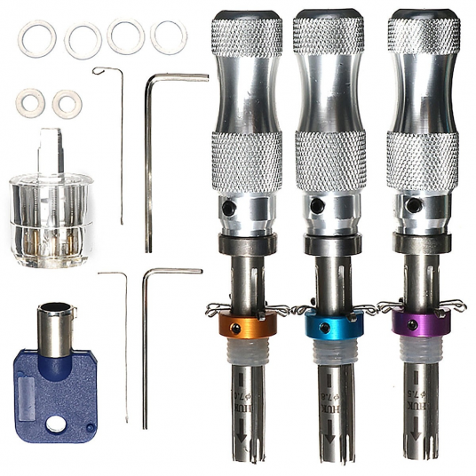 Tubular Lock Pick Set Professional Stainless Steel 7 Pins Lock 3 pcs