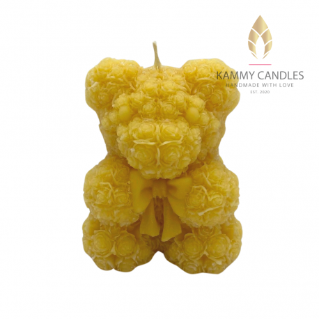 Rose Teddy Bear Beeswax Candle
