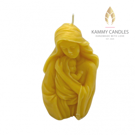 Virgin Mary with Baby Jesus Beeswax Candle