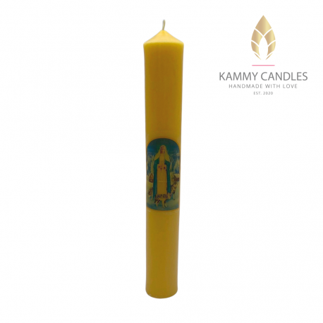 Tall Religious Beeswax Candle 27x4cm