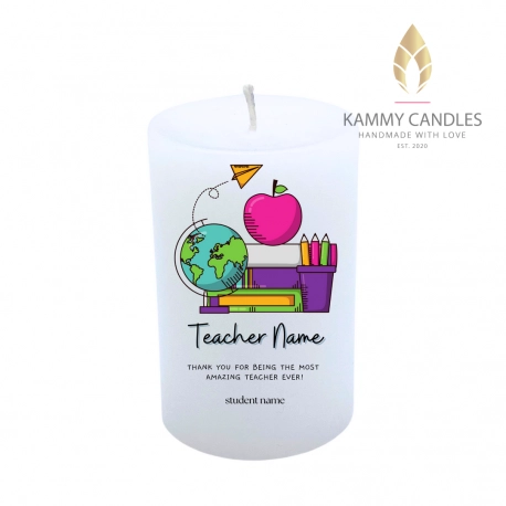 Personalised Pillar Teacher Gift Candle