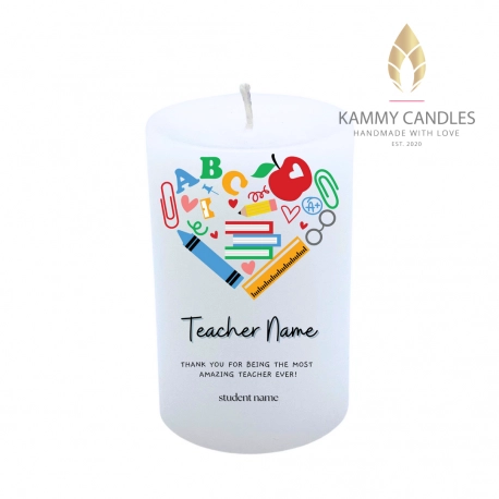 Personalised Pillar Teacher Gift Candle