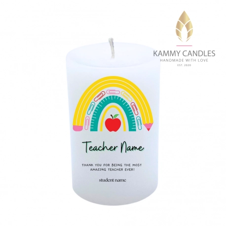 Personalised Pillar Teacher Gift Candle