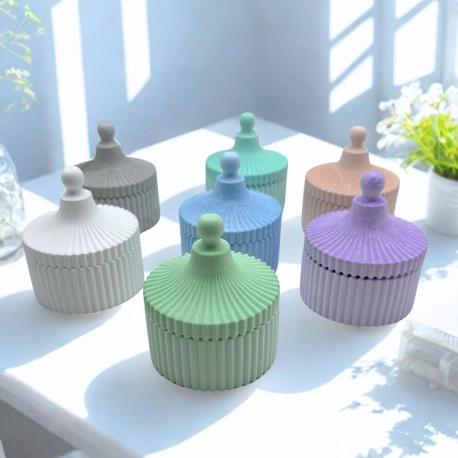 Ribbed Scented Candle Box or Jewellery Ceramic Box with Lid