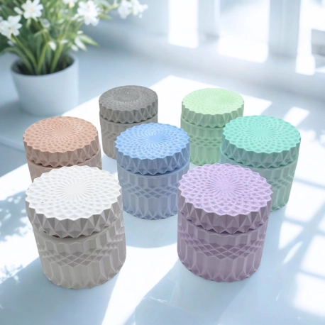 Ribbed Round Scented Candle Box or Jewellery Ceramic Box with Lid