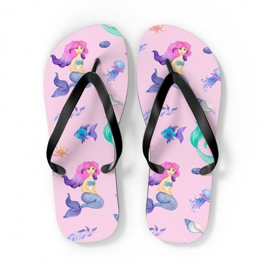 Pink Mermaid flip flops