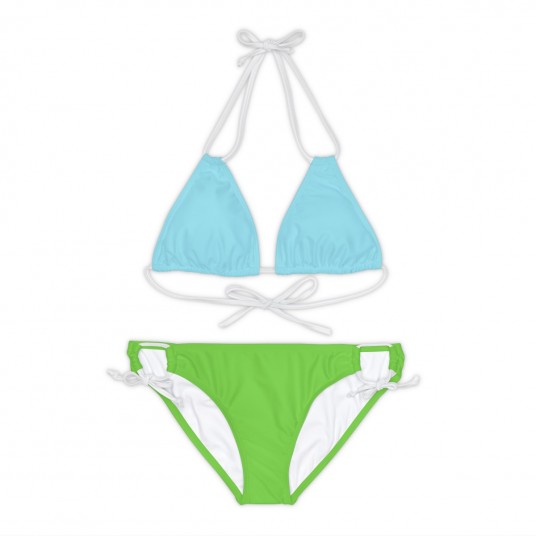 Electric Blue and Neon Green Strappy Bikini Set