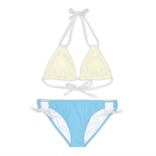 Soft Yellow and Sky Blue Strappy Bikini Set