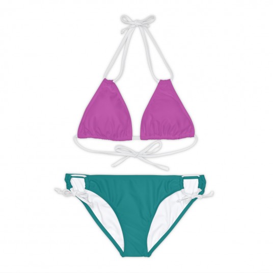 Fuchsia and Teal Strappy Bikini Set