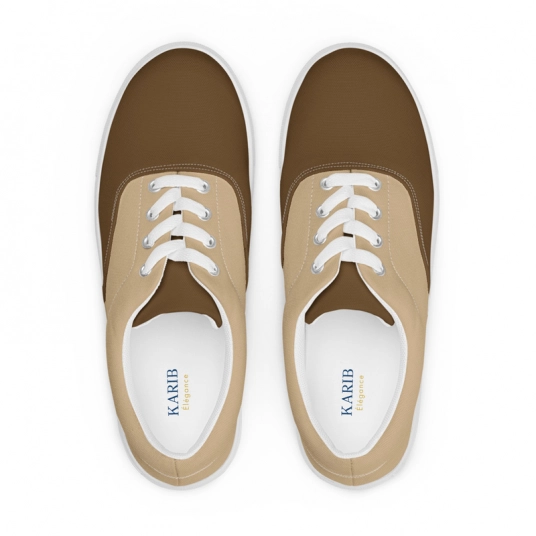 Refined Tan and Brown Men’s lace-up canvas shoes