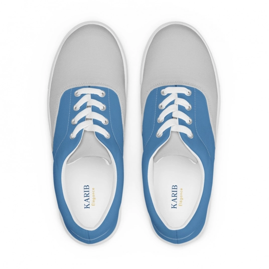 Cool Blue and Gray Men’s lace-up canvas shoes