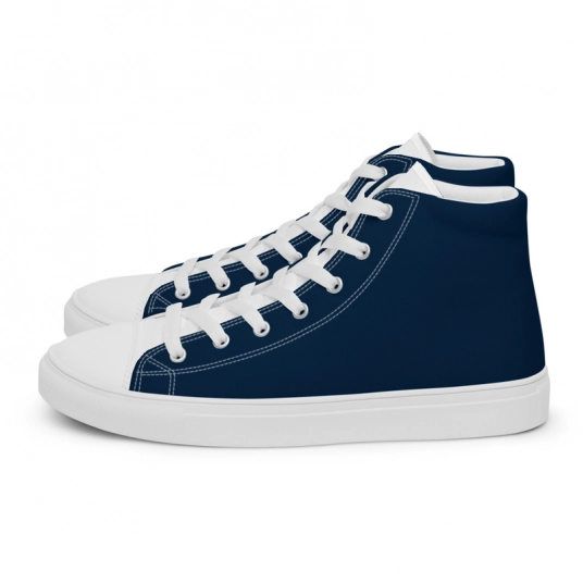 Classic Navy and White Men’s high top canvas shoes