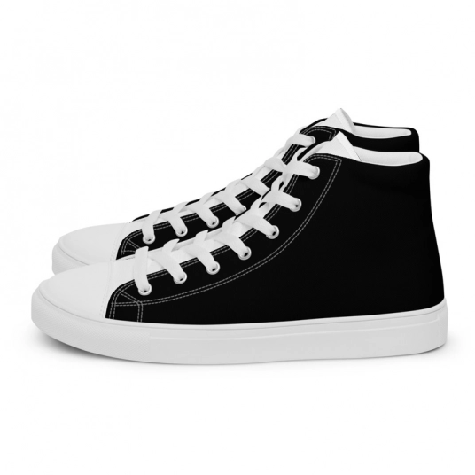 Polished Black & White Men’s high top canvas shoes