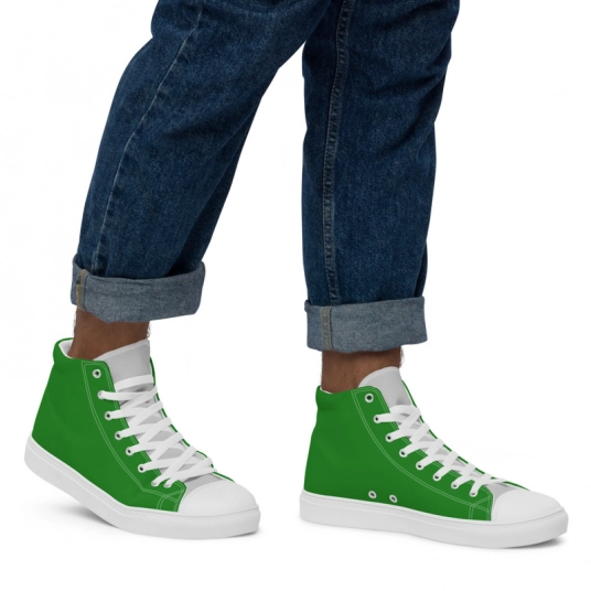 Stylish Forest Green & gray Men’s high top canvas shoes