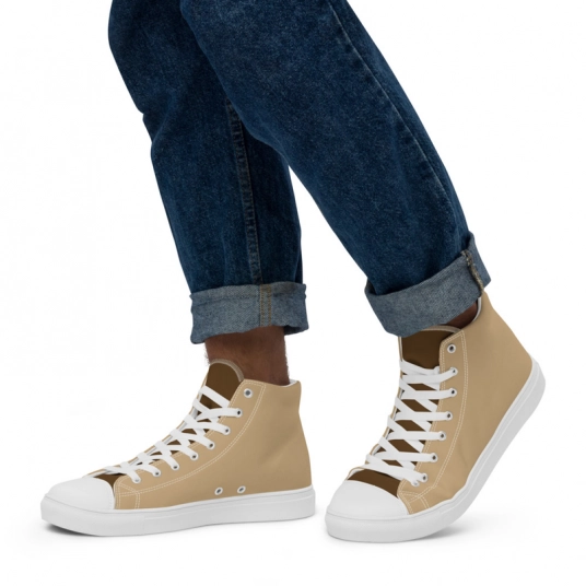 Refined Tan & Brown Men’s high top canvas shoes
