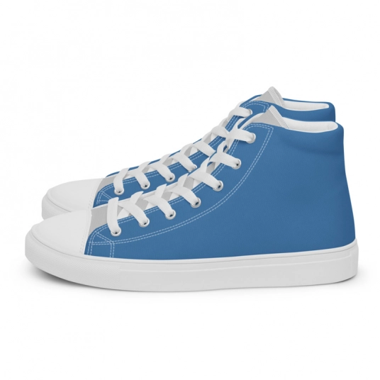Cool Blue & Gray Men’s high top canvas shoes