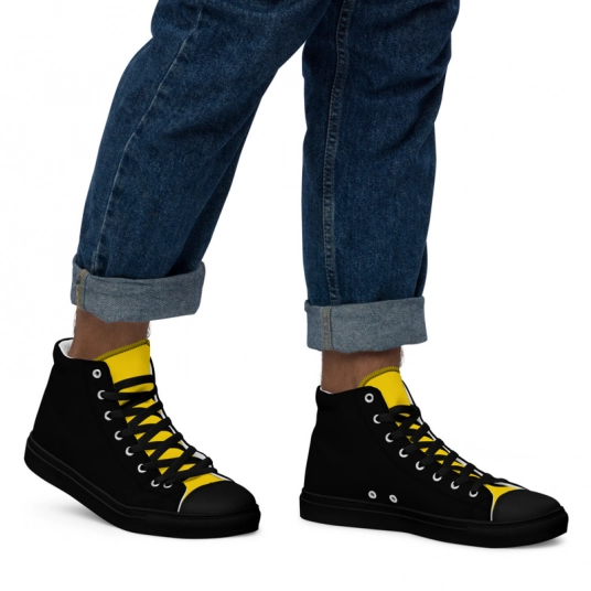 Chic Black & Gold Men’s high top canvas shoes