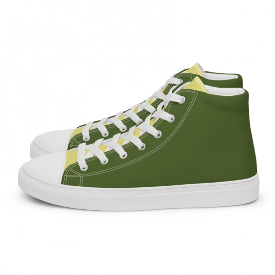 Urban Olive Khaki Men’s high top canvas shoes