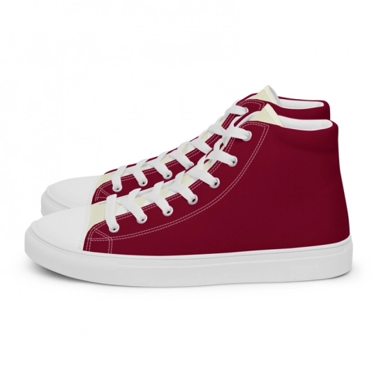 Sophistical Burgundy Beige Men’s high top canvas shoes