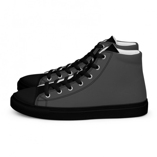 Elegant Gray & Black Men’s high top canvas shoes