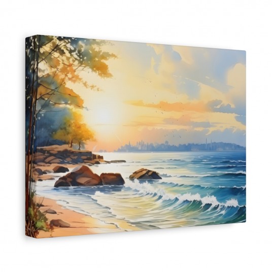 Sunset Watercolor Beach