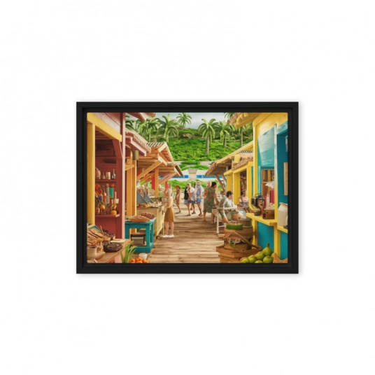 Street market Walk Framed canvas