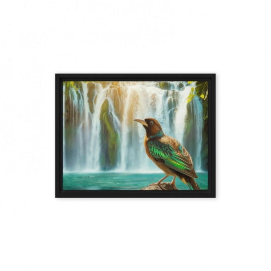 Bird Waterfall Framed canvas