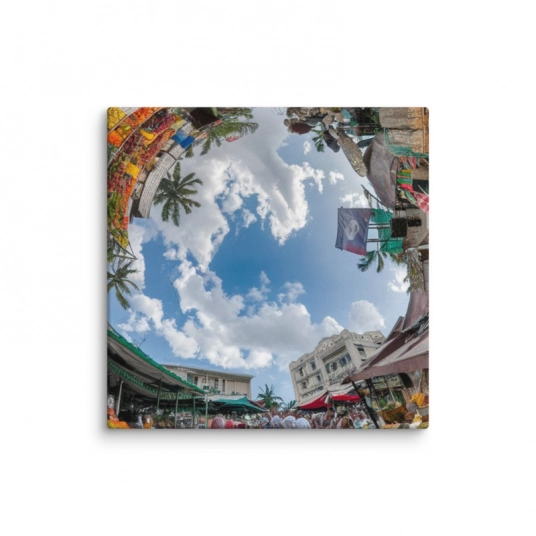 Panoramic Street Market Canvas