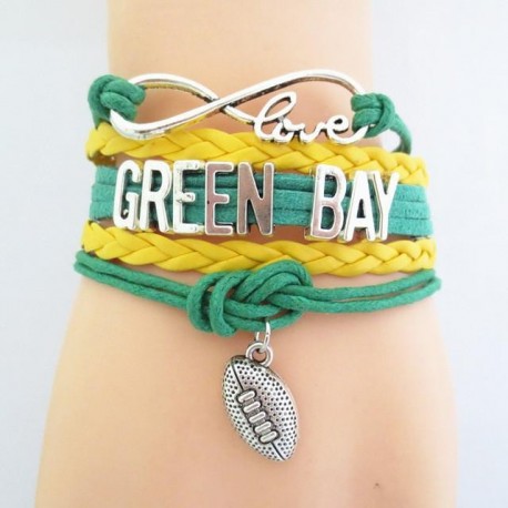 Green Bay Packers Bracelet w/Football Charm  Clearance