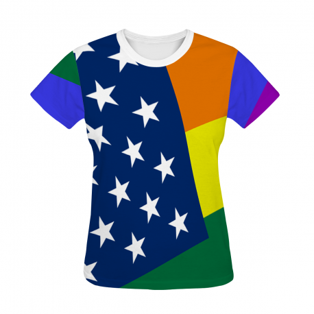Women's Gay Pride USA Flag Tee shirt