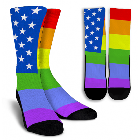 Gay Pride USA Flag Crew Socks
