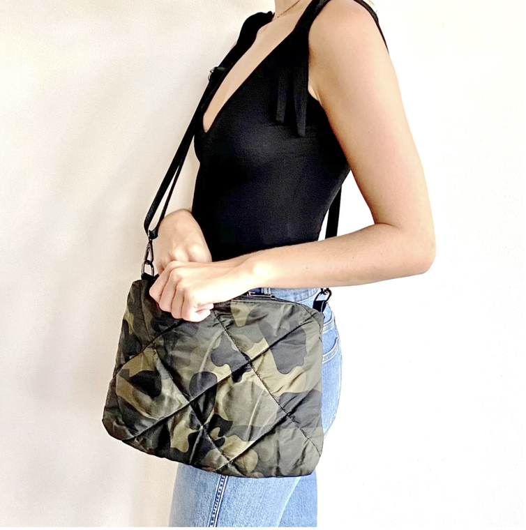 neoprene camo crossbody