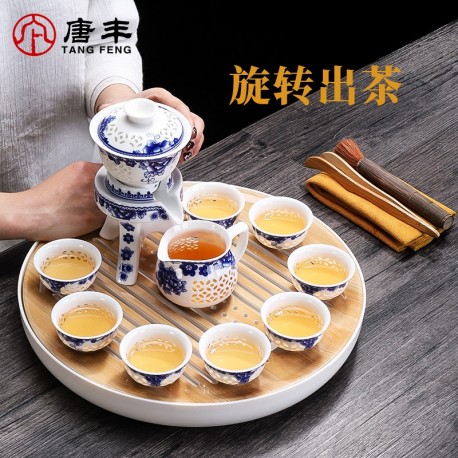 Tea set  automatic tea suit household contracted ceramic teapot kung fu blue and white porcelain cups lazy person