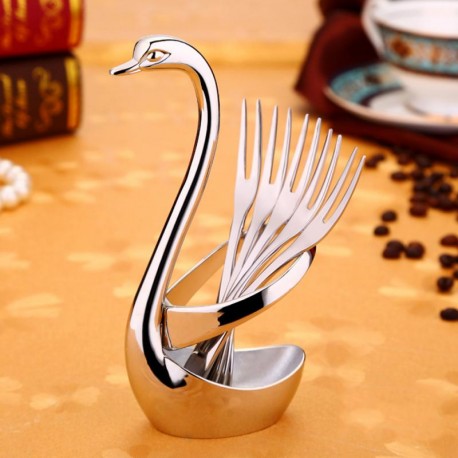 Swan Stainless Steel Dessert Fork Spoon Knife Set Music Theme Tea Stirring Fork Dropshipping Small Kitchen Aid Accessories