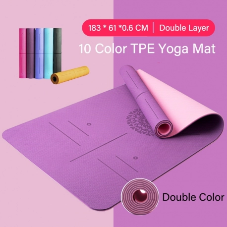 TPE Yoga 6mm Double Sided Mat Non Slip Sport Carpet Pad With Position Line For Fitness Gymnastics and Pilates Woman Yoga Mat|Yog