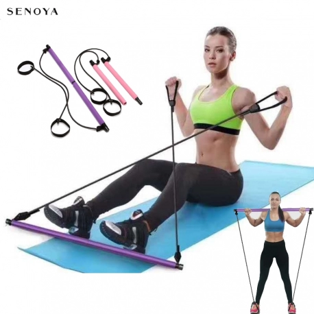 Yoga Pull Rods Portable Home Gym Pilates Stick Rubber Tube Elastic Bands Fitness Equipment Pilates Resistance Bar Rope Puller|Yo