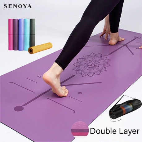 TPE Yoga Double Layer Non Slip Mat Yoga Exercise Pad with Position Line For Fitness Gymnastics and Pilates|Yoga Mats|