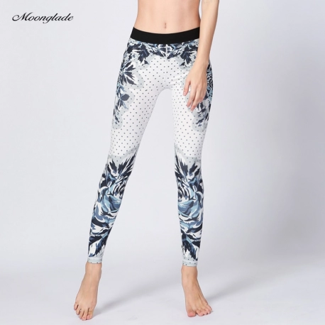 Moonglade Gym Leggings Yoga Pants 21 New Sports Fitness Running Women High Waist Tights Slim Lift Hip Flowers Printing Soft|Yoga
