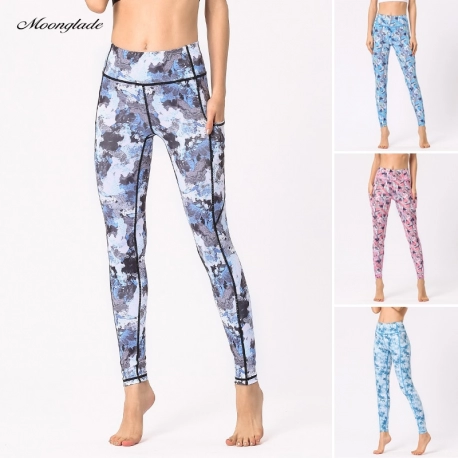 Moonglade Gym Leggings Yoga Pants 21 New Sports Fitness Running Women High Waist Tights Slim Lift Hip Camouflage Printing|Yoga P