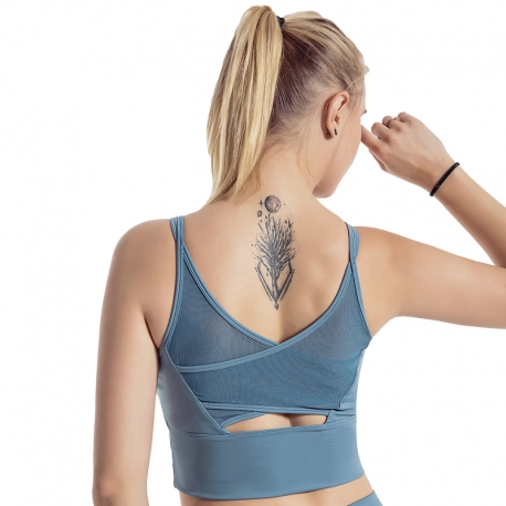 2020 Fashion Cross Mesh Sling Sports Underwear Breathable Quick-Drying Fitness Vest Shock Proof Yoga Bra