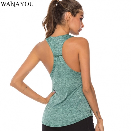 WANAYOU Sleeveless Racerback Yoga Vest Athletic Fitness Sport Tank Tops Gym Running Training Yoga Shirts Workout Tops for Women|