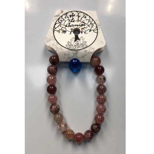 STRAWBERRY QUARTZ BEADED BRACELET
