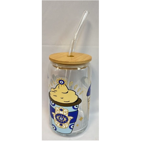 GLASS CUPS WITH GLASS STRAWS