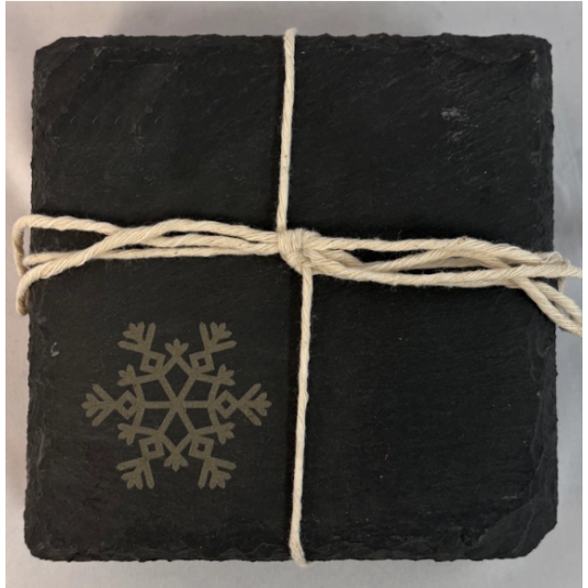 BLACK-GREY SNOWFLAKE COASTERS AND WHITE LEAF COASTERS