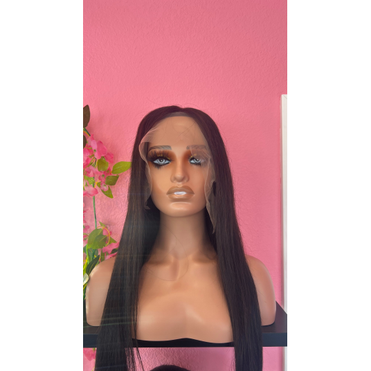 22 inch straight, 13x6 Transparent Front Lace wig, Color 1b
