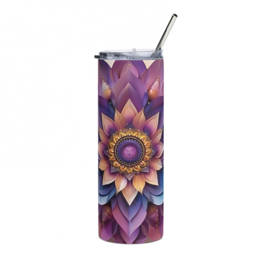 Purple Rainbow Flower Stainless Steel Tumbler