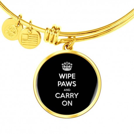 Wipe Paws Engraved Gold Circle Pendant Bangle