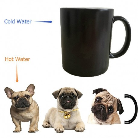 Bulldog Puppy Dogs Mugs Heat Transfer Change Color