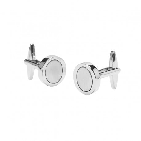 Round Brushed Nickel Cufflinks